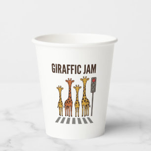 Gobelets En Papier Embouteillage giraffic Drôle de girafe traversant