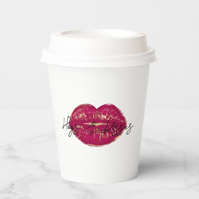 Gobelets En Papier Embrasse les lèvres rouges (Recto)