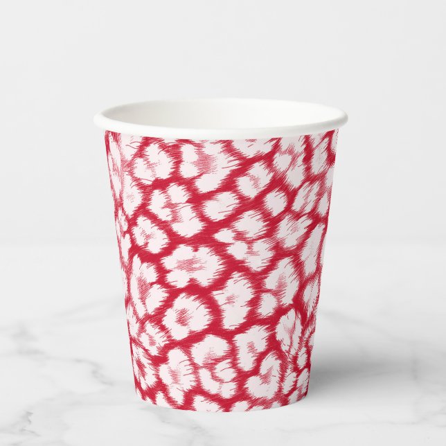 Gobelets En Papier Empreinte de léopard rouge et blanc (Recto)