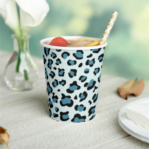 Gobelets En Papier Empreinte de léopard, Spots de léopard, Leopard bl