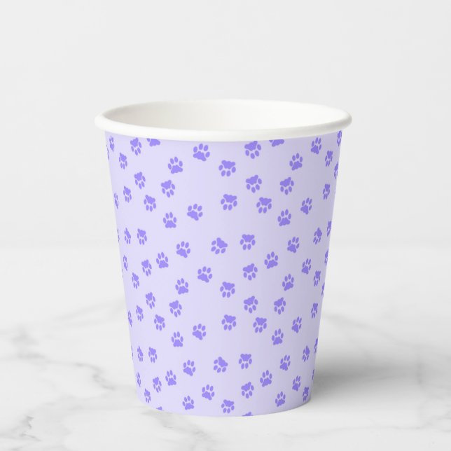 Gobelets En Papier Empreintes de patte violettes (Recto)