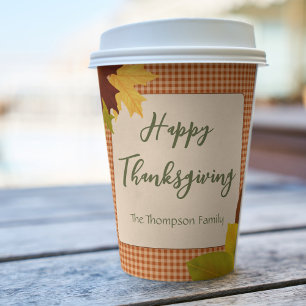 Gobelets En Papier En vichy automne Coupes de papier Thanksgiving