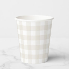 Gobelets En Papier En vichy beige neutre