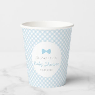 Gobelets En Papier En vichy bleu mignon arc cravate garçon baby show
