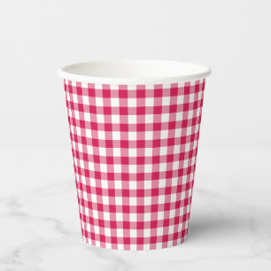 Gobelets En Papier En vichy framboise classique