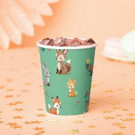 Gobelets En Papier Enfant animal de bois mignon anniversaire