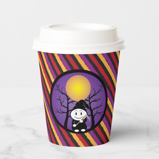 Gobelets En Papier Enfant en costume Grim Halloween tasse de papier r (Recto)