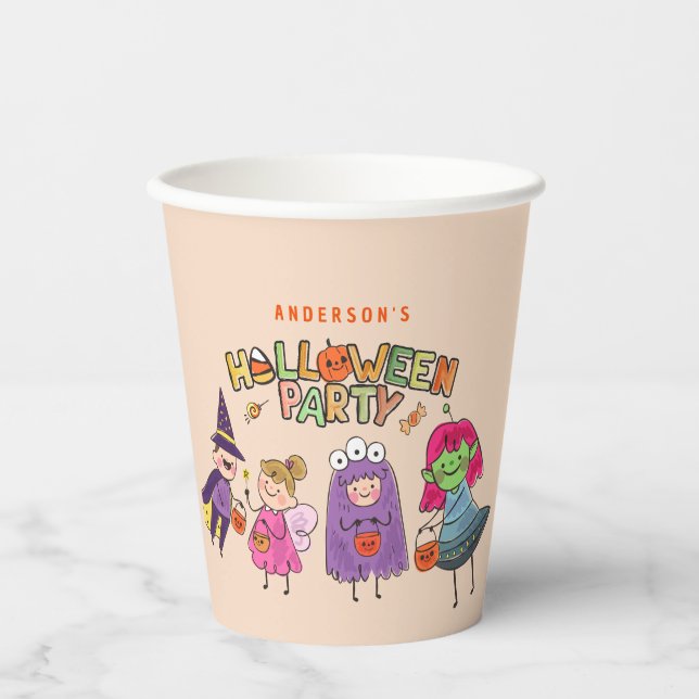 Gobelets En Papier Enfants Coloré Halloween Costume Party (Recto)