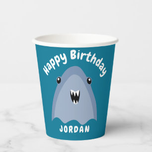 Gobelets En Papier Enfants D'Anniversaire Du Requin En Mer