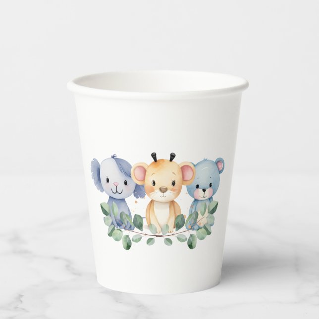 Gobelets En Papier Enfants Fête des bébés animaux (Recto)