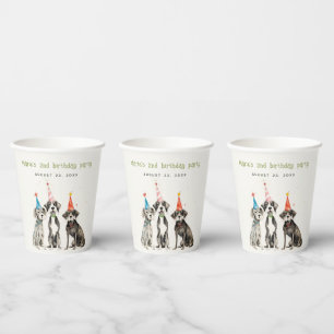 Gobelets En Papier Enfants mignons Aquarelle Chien mou Fête d'anniver
