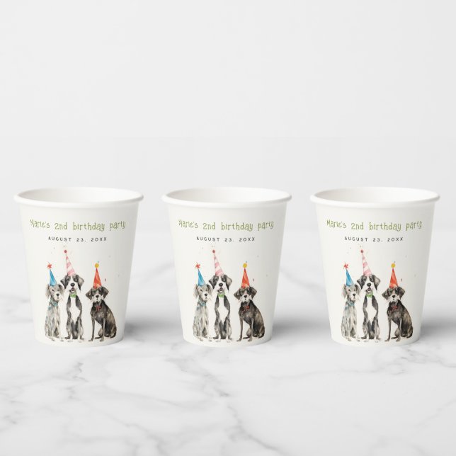 Gobelets En Papier Enfants mignons Aquarelle Chien mou Fête d'anniver (Multi)