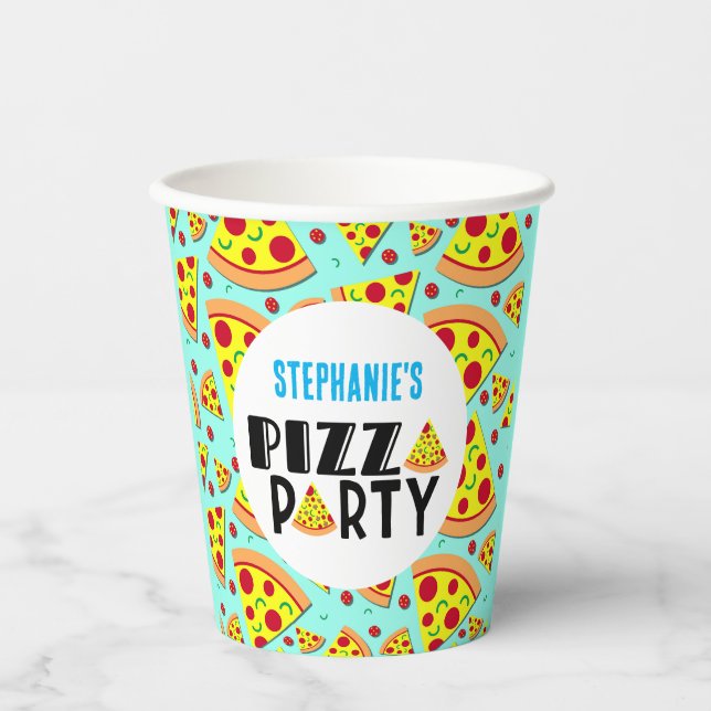 Gobelets En Papier Enfants Pizza Thématique fête d'anniversaire (Recto)