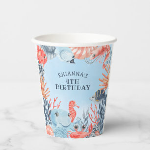 Gobelets En Papier Enfants sous la mer fête d'anniversaire