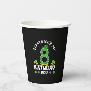 Gobelets En Papier Enfants St. Patrick's Day Anniversaire 8e T-shirt 