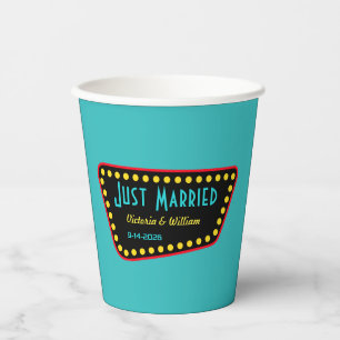 Gobelets en papier enseigne rétro turquoise 