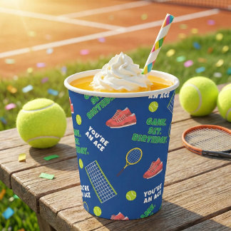 Gobelets En Papier Ensemble de jeu d'anniversaire de tennis joyeux po