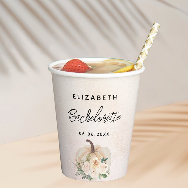 Gobelets En Papier Enterrement de vie de jeune fille citrouille crème (Créateur téléchargé)