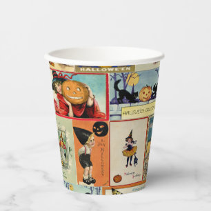 Gobelets En Papier Ephémère d'Halloween vintage
