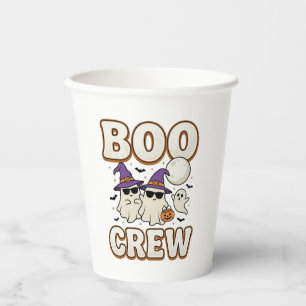 Gobelets En Papier Équipage fantôme Halloween Vintage Vector Design_1
