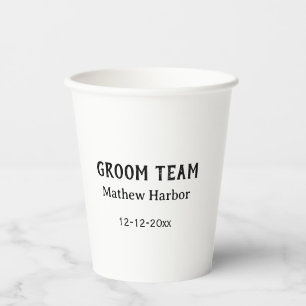 Gobelets En Papier Équipe du marié garçon d'honneur nom date enterrem