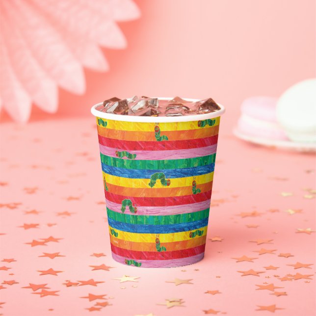 Gobelets En Papier Eric Carle | Caterpillar Rainbow Stripe Motif (Insitu)