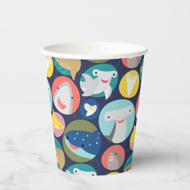 Gobelets En Papier Espèces de requins mignons (Recto)
