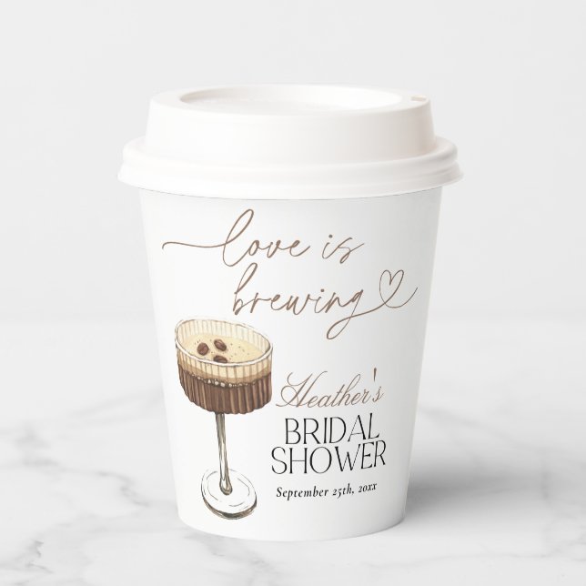 Gobelets En Papier Espresso Martini Love Is Brewing Bridal Shower (Recto)