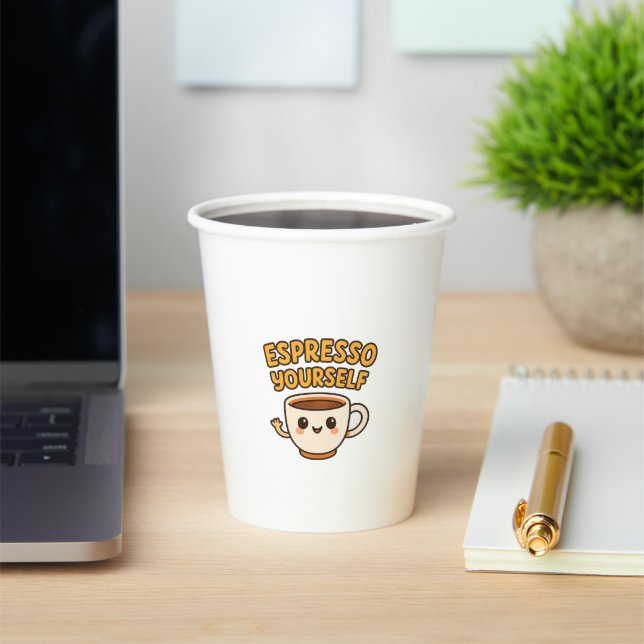 Gobelets En Papier Espresso Vous-Même | Coupe de papier café mignonne (Insitu)