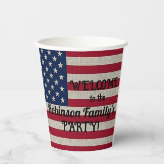 Gobelets En Papier États-Unis Patriotique américain Drapeau lin Calli