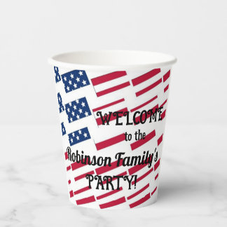 Gobelets En Papier États-Unis Patriotique Américain Drapeau Tiles Cal