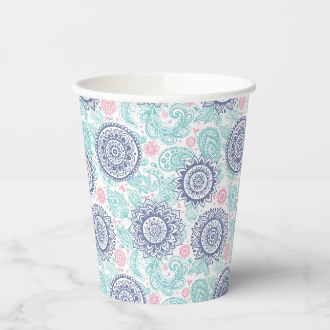 Gobelets En Papier Ethnic Paisley Motif (Gauche)