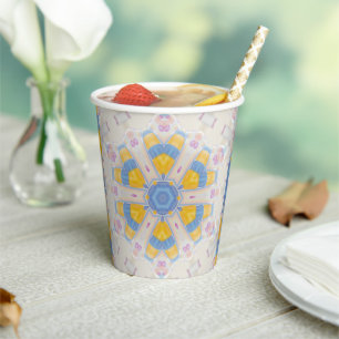 Gobelets En Papier Étoile Pastel Douce Rose Jaune Bleu Cœur