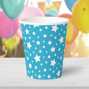 Gobelets En Papier Étoiles blanches avec couleur de fond modifiable