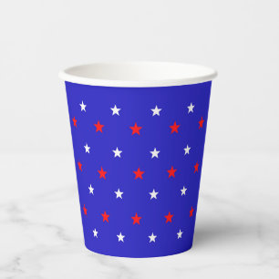 Gobelets En Papier Étoiles blanches et rouges - Motif étoilé