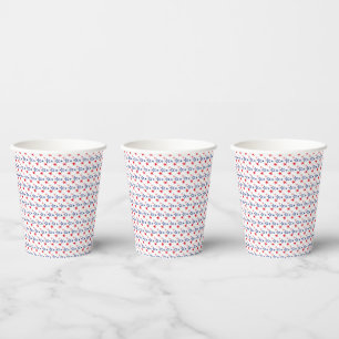 GOBELETS EN PAPIER ÉTOILES BLEUES ROUGES PATRIOTIQUES