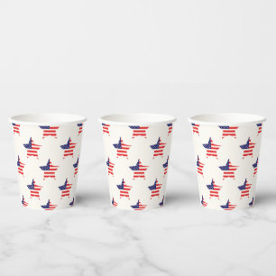 Gobelets En Papier Étoiles et rayures 4 juillet patriotique