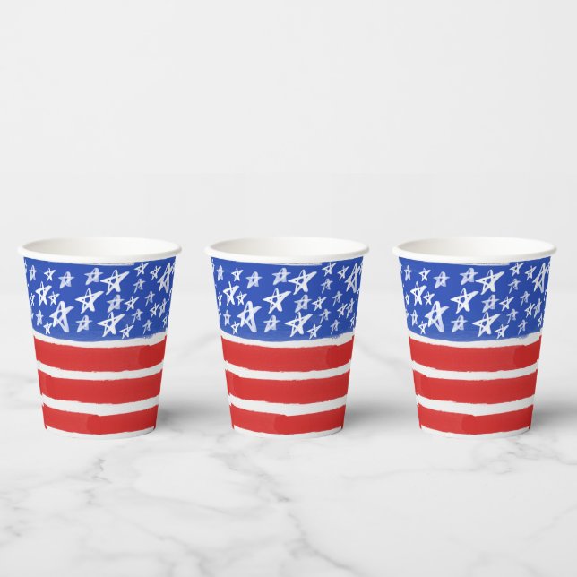 Gobelets En Papier Étoiles et rayures, Patriotique, 4 juillet (Multi)