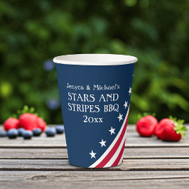 Gobelets En Papier Étoiles patriotiques rayures Rouge Blanc Bleu Coup