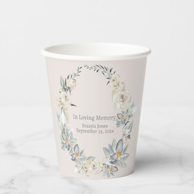 Gobelets En Papier Eucalyptus Oval Wreath Funérailles tasse de papier (Recto)