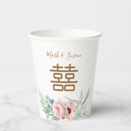 Gobelets En Papier Eucalyptus Peonies Double Mariage du bonheur