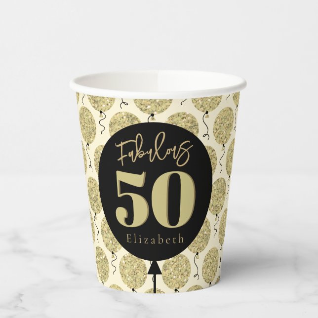 Gobelets En Papier Fabuleux 50 Gold Anniversaire (Gauche)