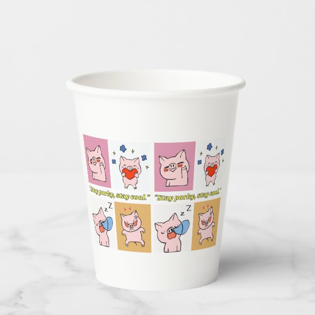 Gobelets En Papier faces de devis de porc (Recto)