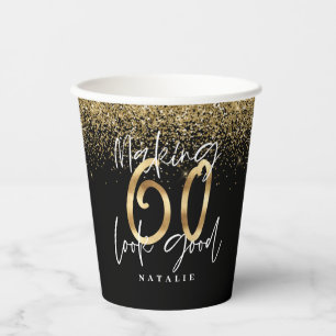 Gobelets En Papier Faire 60 belle or fête d'anniversaire
