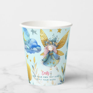Gobelets En Papier Fairy Birthday Turquoise Gold Rose Princess Fairyt