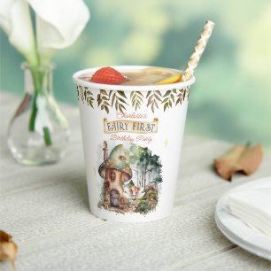 Gobelets En Papier Fairy First Woodland Animaux Champignons 1er anniv
