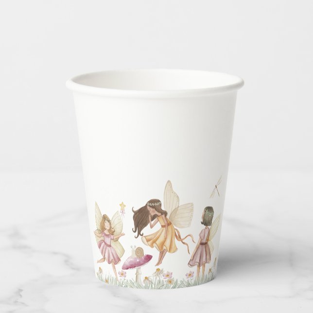 Gobelets En Papier Fairy fleur sauvage anniversaire (Recto)