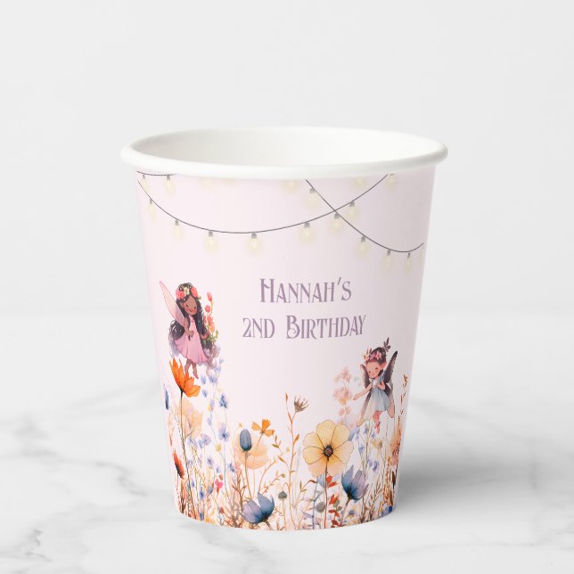 Gobelets En Papier Fairy Garden Pastel Magique Anniversaire (Recto)