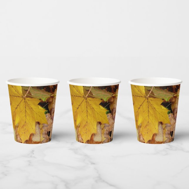 Gobelets En Papier Fallen Maple Feuille Jaune Automne Nature (Multi)