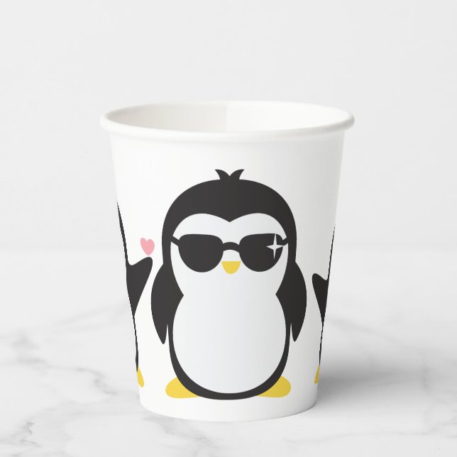 Gobelets En Papier Famille Pingouin mignonne (Gauche)